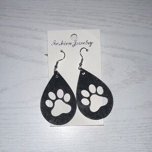 Black Paw Print Dog Earrings